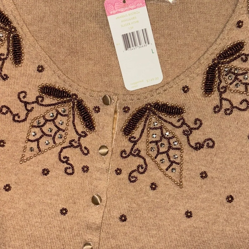 Silk Cotton Cashmere Sigrid Cardigan with Beaded Embroidery NWT